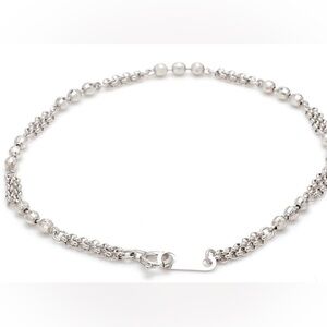 NEW SOLID PLATINUM DBL ROLO FACETED DIAMOND CUT SOLID BEADS BRACELET 6.75” 3.36g